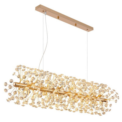Luminosa Lighting Luminosa Katrina Pendant Ceiling Light Gold Colors K9 Crystals 12X G9 3000K from B&Q