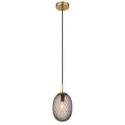 Luminosa Lighting Luminosa Devin Globe Pendant Ceiling Light Gold Colours Matt Smoke Glass Shade 1X E14 from B&Q