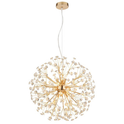 Luminosa Lighting Luminosa Katrina Spherical Pendant Ceiling Light Gold Colors K9 Crystals 9X G9 3000K from B&Q