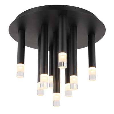 Luminosa Lighting Luminosa Ryan Multi Arm Semi Flush Ceiling Lamp Matt Black 9X G9 from B&Q