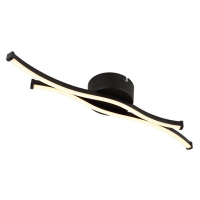 Luminosa Lighting Luminosa Boyd 47Cm Integrated Led Semi Flush Ceiling Light Matt Black 2X Led 3000K from B&Q