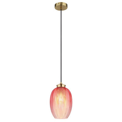 Luminosa Lighting Luminosa Jessica Dome Pendant Ceiling Light Gold Colours Matt Blackberry Glass Shade 1X E27 from B&Q