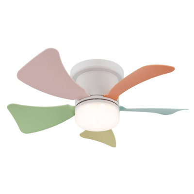 Luminosa Lighting Luminosa Hines 5 Blade Ceiling Fan White Matt Multi Colour Led Dimmable 3000-6500K Remote Control Timer from B&Q