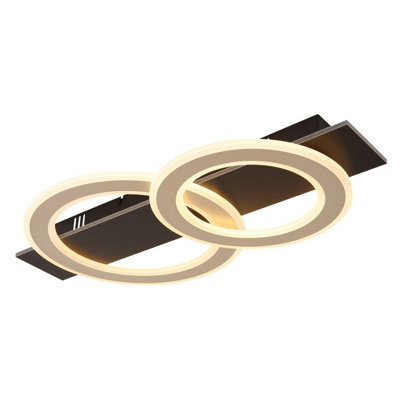 Luminosa Lighting Luminosa Jayden 2 Ring Integrated Led Semi Flush Ceiling Light Matt Black 2X Led 3000K from B&Q
