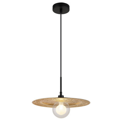 Luminosa Lighting Luminosa Riga Gold Dome Pendant Ceiling Light Matt Black 1X G9 from B&Q