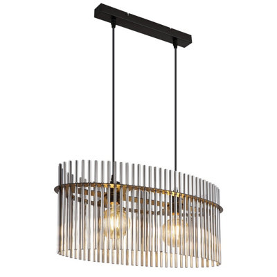 Netlighting Unisex Black Gorley Pendant Ceiling Light Matt Smoke Glass Shade 2X E27 Size 2 - Image 3