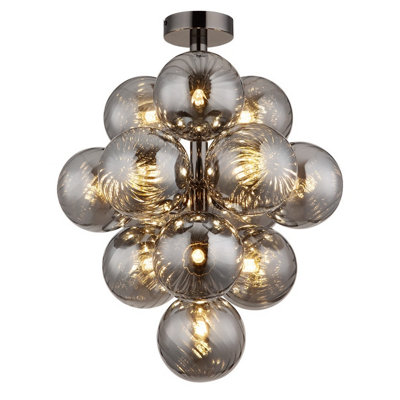 Luminosa Lighting Luminosa Conor Globe Ceiling Light Gunmetal Balls Smoke Glass Shade 13X G9
