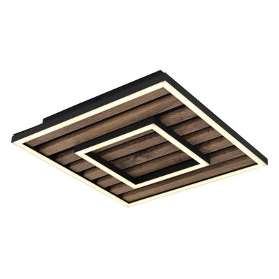 Luminosa Lighting Luminosa Woody 30Cm Integrated Led Semi Flush Ceiling Light Matt Black Led 3000K from B&Q