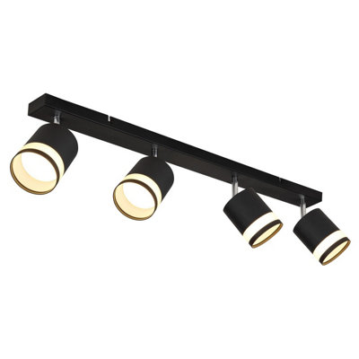 Luminosa Lighting Luminosa Lucero Ceiling Spotlight Bar Matt Black 4X Gx53 3000K from B&Q