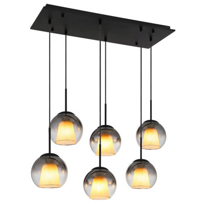 Luminosa Lighting Luminosa Barry Cluster Pendant Ceiling Light Matt Black Balls Smoke Glass Shade 6X E27 from B&Q