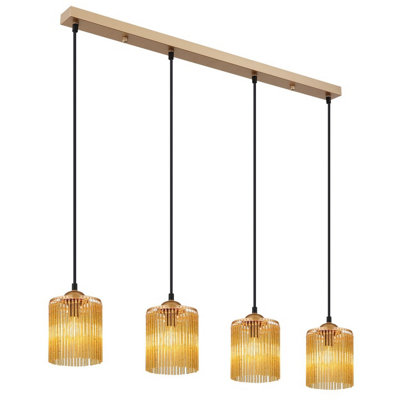 Luminosa Lighting Luminosa Leeds Bar Pendant Ceiling Light Gold Colours Antique 4X E14 from B&Q
