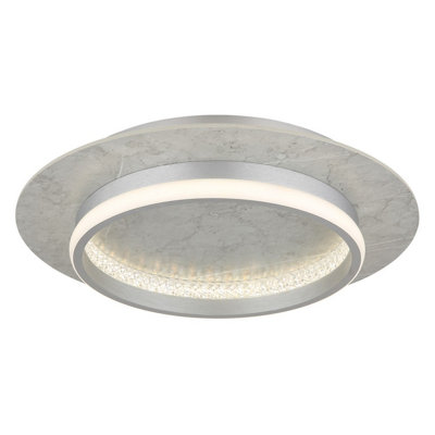 Luminosa Lighting Luminosa Mary 40Cm Integrated Led Semi Flush Ceiling Light Silver Colored Matt Led Dimmable 2700-6500K Remote Control Timer from B&Q