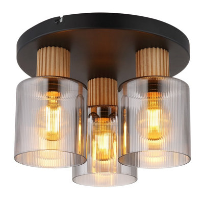 Luminosa Lighting Luminosa Aleidis Shade Cluster Ceiling Light Matt Black Smoke Glass Shade 3X E27 from B&Q