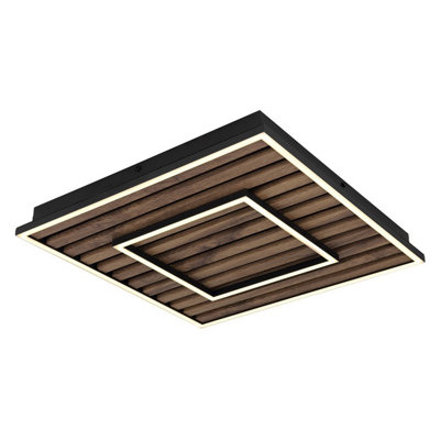 Luminosa Lighting Luminosa Woody 45Cm Integrated Led Semi Flush Ceiling Light Matt Black Led 3000K from B&Q