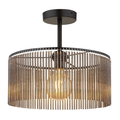 Luminosa Lighting Luminosa Leeds Cylindrical Ceiling Light Matt Black 1X E27 from B&Q