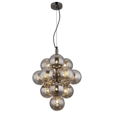 Luminosa Lighting Luminosa Conor Globe Pendant Ceiling Light Gunmetal Balls Smoke Glass Shade 13X G9