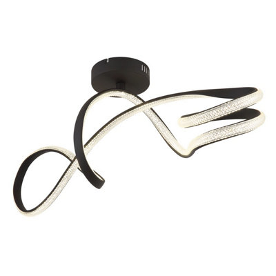 Luminosa Lighting Luminosa Swirl Integrated Led Semi Flush Ceiling Light Matt Black Led 4000K from B&Q