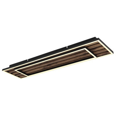 Luminosa Lighting Luminosa Woody 80X20Cm Integrated Led Semi Flush Ceiling Light Matt Black Led 3000K from B&Q
