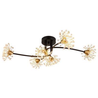 Luminosa Lighting Luminosa Fiore Multi Arm Semi Flush Ceiling Lamp Matt Black 6X G9 from B&Q