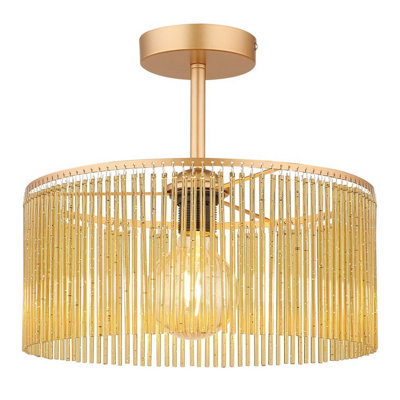Luminosa Lighting Luminosa Leeds Cylindrical Ceiling Light Gold Colours Antique 1X E27 from B&Q