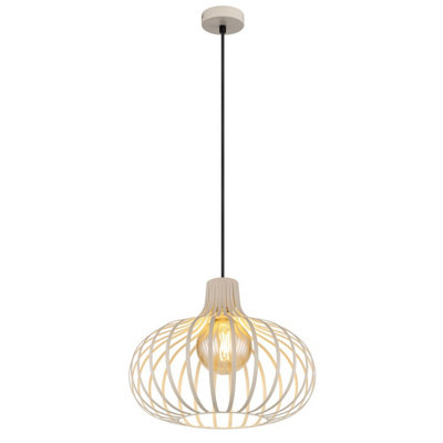 B&Q -  Luminosa Mateo Wire Frame Pendant Ceiling Light Creme Coloured Matt 1X E27