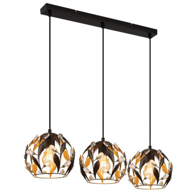 Luminosa Lighting Luminosa Mika Bar Pendant Ceiling Light Matt Black 3X E27 from B&Q