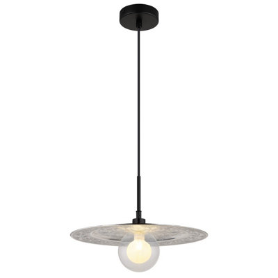 Luminosa Lighting Luminosa Riga Silver Dome Pendant Ceiling Light Matt Black 1X G9 from B&Q