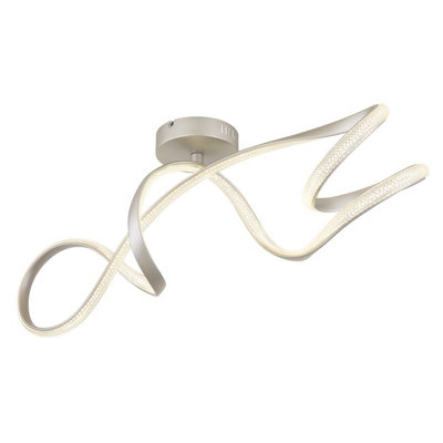 Luminosa Lighting Luminosa Swirl Integrated Led Semi Flush Ceiling Light Nickel Matt Led 4000K from B&Q