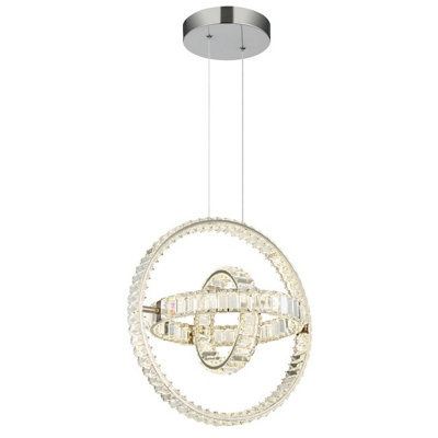 Luminosa Lighting Luminosa Neil Pendant Ceiling Light Chrome K5 Crystals 3X Led Dimmable 2700-6000K from B&Q