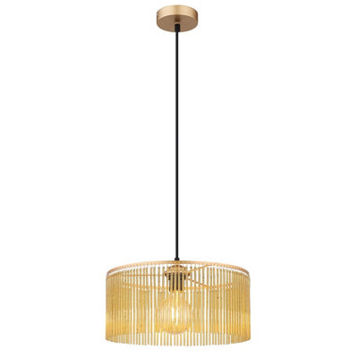 Luminosa Lighting Luminosa Leeds Cylindrical Pendant Ceiling Light Gold Colours Antique 1X E27 from B&Q