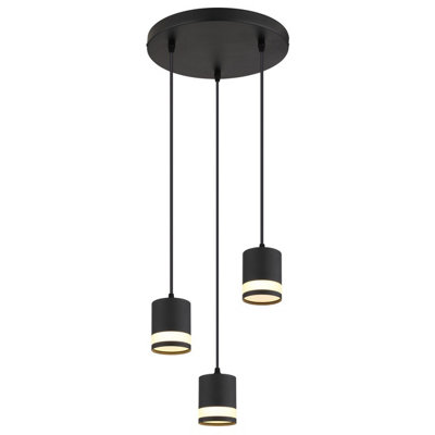 Luminosa Lighting Luminosa Lucero Cluster Pendant Ceiling Light Matt Black 3X Gx53 3000K from B&Q