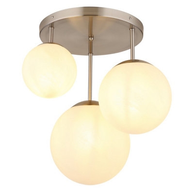Luminosa Lighting Luminosa Kop Shade Cluster Ceiling Light Nickel Matt Balls Opal Alabaster Optic Glass Shade 3X E27 from B&Q