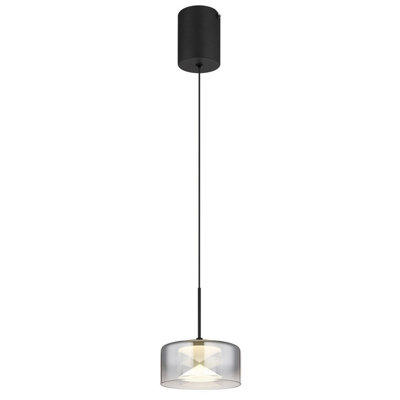 Luminosa Lighting Luminosa Belinda Slim Pendant Ceiling Light Matt Black Smoke Glass Shade Led 4000K from B&Q