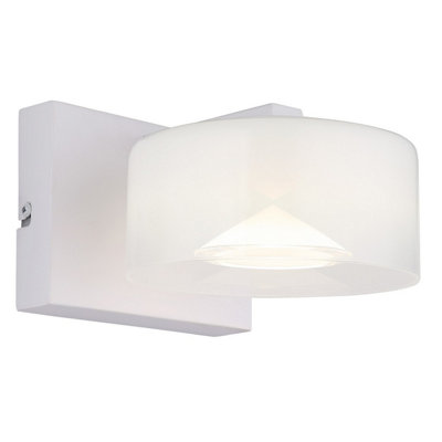 Luminosa Lighting Luminosa Belinda Integrated Led Wall Lamp White Matt Opal Glass Shade Led 4000K from B&Q