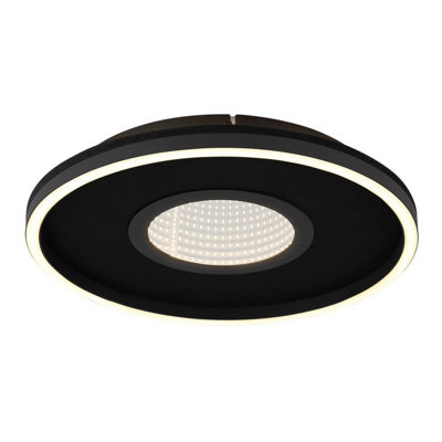 Luminosa Lighting Luminosa Emory Integrated Led Semi Flush Ceiling Light Matt Black Led 3000K from B&Q