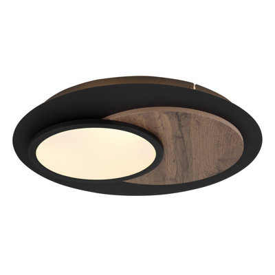 Luminosa Lighting Luminosa Kory Semi Flush Ceiling Light Matt Black Led 3000K from B&Q