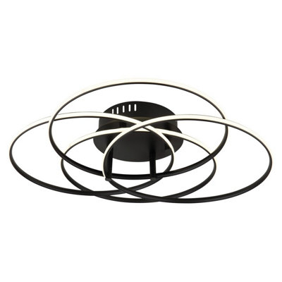 Luminosa Lighting Luminosa Kombos 51.5Cm Integrated Led Semi Flush Ceiling Light Matt Black 4X Led 4000K from B&Q
