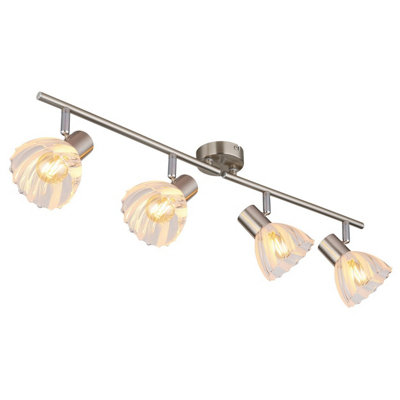 Luminosa Lighting Luminosa Zachery Ceiling Spotlight Bar Nickel Matt Satined Glass Shade 4X E14 from B&Q