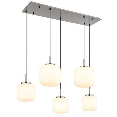Luminosa Lighting Luminosa Kladora Cluster Pendant Ceiling Light Nickel Matt Opal Glass Shade 5X E27 from B&Q