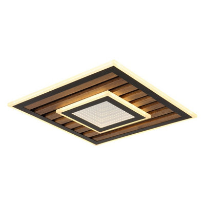 Luminosa Lighting Luminosa Woody 40Cm Integrated Led Semi Flush Ceiling Light Matt Black Led 3000K from B&Q