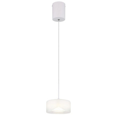 Luminosa Lighting Luminosa Belinda Slim Pendant Ceiling Light White Matt Opal Glass Shade Led 4000K from B&Q