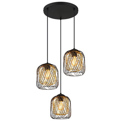 Luminosa Lighting Luminosa Dichti Cluster Pendant Ceiling Light Matt Black 3X E27 from B&Q