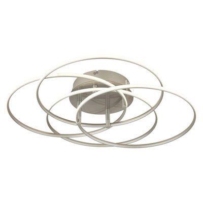 Luminosa Lighting Luminosa Kombos 51.5Cm Integrated Led Semi Flush Ceiling Light Nickel Matt 4X Led 4000K from B&Q