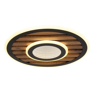 Luminosa Lighting Luminosa Woody 40Cm Integrated Led Semi Flush Ceiling Light Matt Black Led 3000K from B&Q