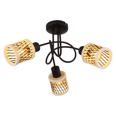 Luminosa Lighting Luminosa Mali Multi Arm Semi Flush Ceiling Lamp Matt Black 3X E14 from B&Q