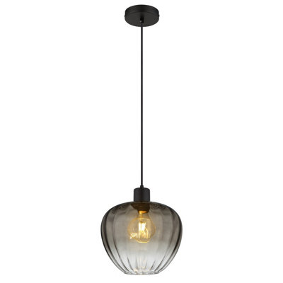 Netlighting Unisex Black Toy Dome Pendant Matt Smoke Glass Shade 1X E27 29Cm - Image 3