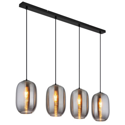 Luminosa Lighting Light/Black Luminosa Ing Luminosa Jefrey Bar Pendant Ceiling Matt Smoke Glass Shade 4X E27 Size 4