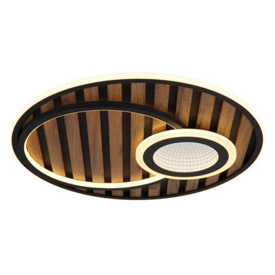 Luminosa Lighting Luminosa Woody 50Cm Integrated Led Semi Flush Ceiling Light Matt Black Led 3000K from B&Q