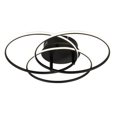 Luminosa Lighting Luminosa Kombos 45.6Cm Integrated Led Semi Flush Ceiling Light Matt Black 3X Led 4000K from B&Q