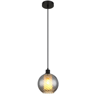 Netlighting Unisex Black Ulf Dome Pendant Matt Ball Smoke Glass Shade 1X E27 Size 1 - Image 3